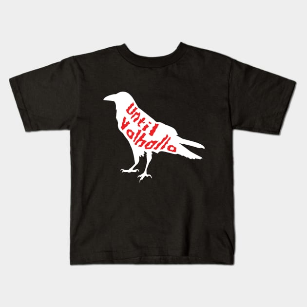 Until Valhalla Odin's Raven Huginn and Muninn Norse Mythology Kids T-Shirt by vikki182@hotmail.co.uk